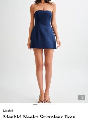 Meshki Strapless Mini Dress in Navy Blue